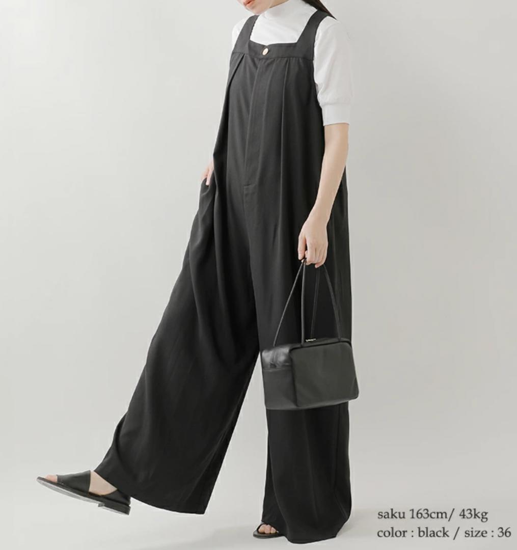 美品 CYAN TOKYO バストタックワイドサロペット ブラック 36サイズ