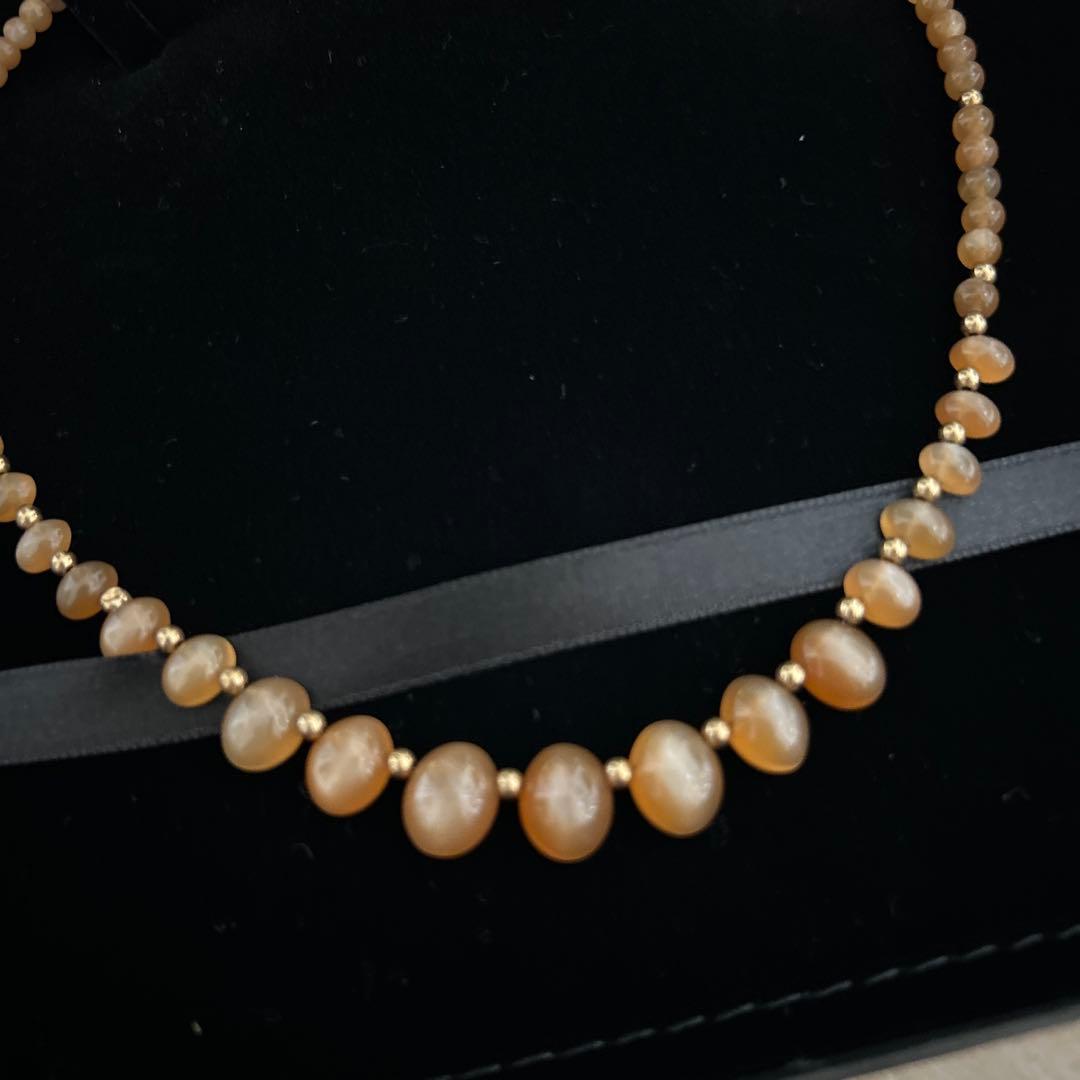 C*n様 天然石　オレンジムーンストーン　ネックレス