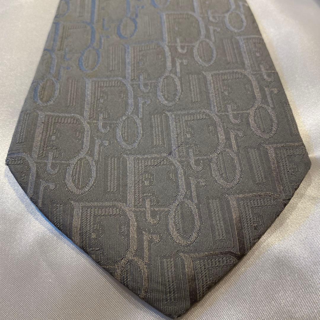 Christian Dior ディオール　グレー トロッターシルクネクタイ