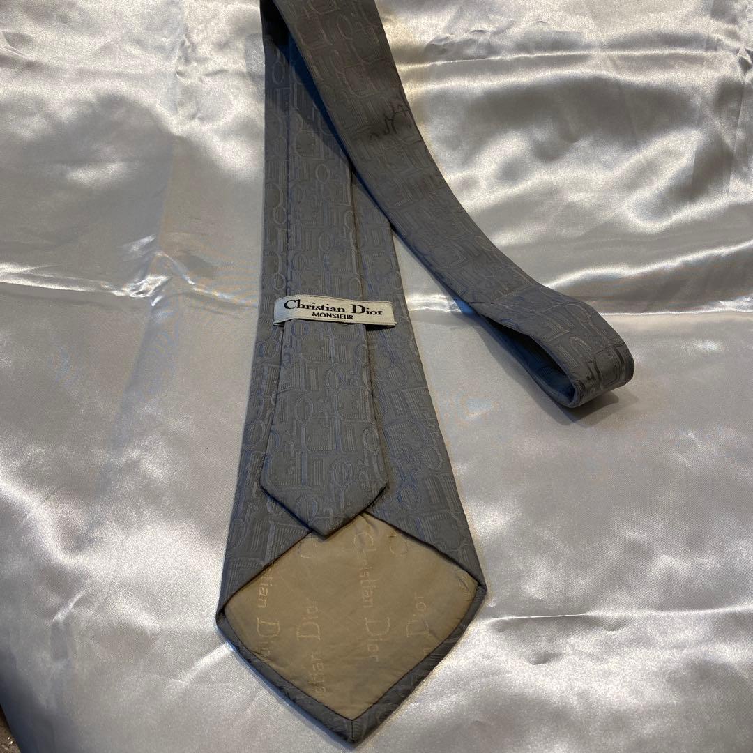 Christian Dior ディオール　グレー トロッターシルクネクタイ