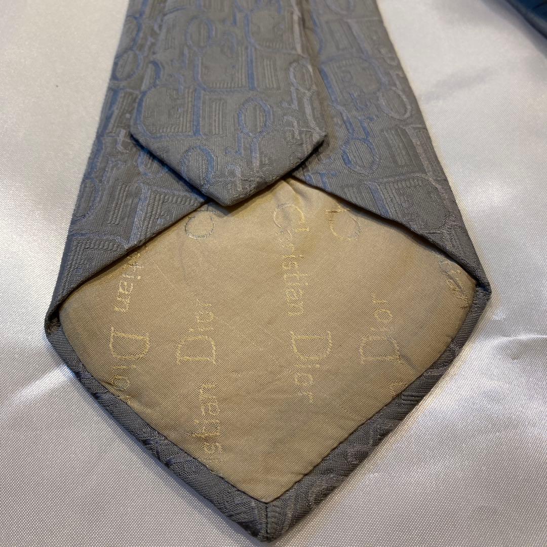 Christian Dior ディオール　グレー トロッターシルクネクタイ