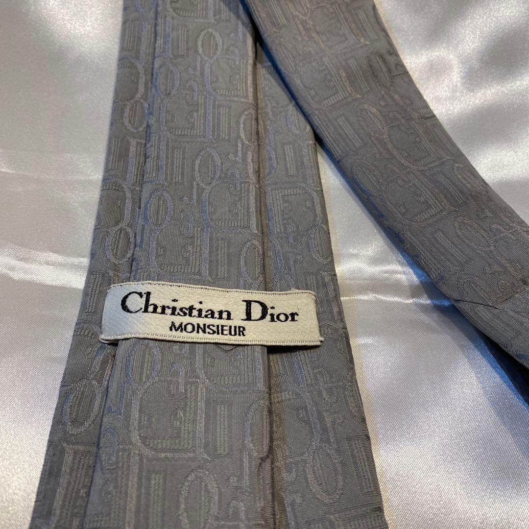 Christian Dior ディオール　グレー トロッターシルクネクタイ