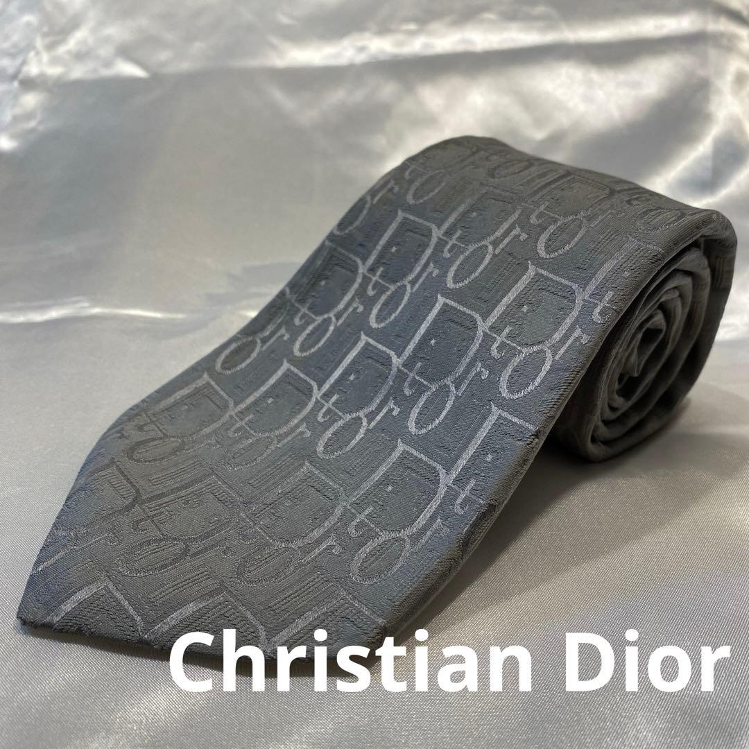 Christian Dior ディオール　グレー トロッターシルクネクタイ
