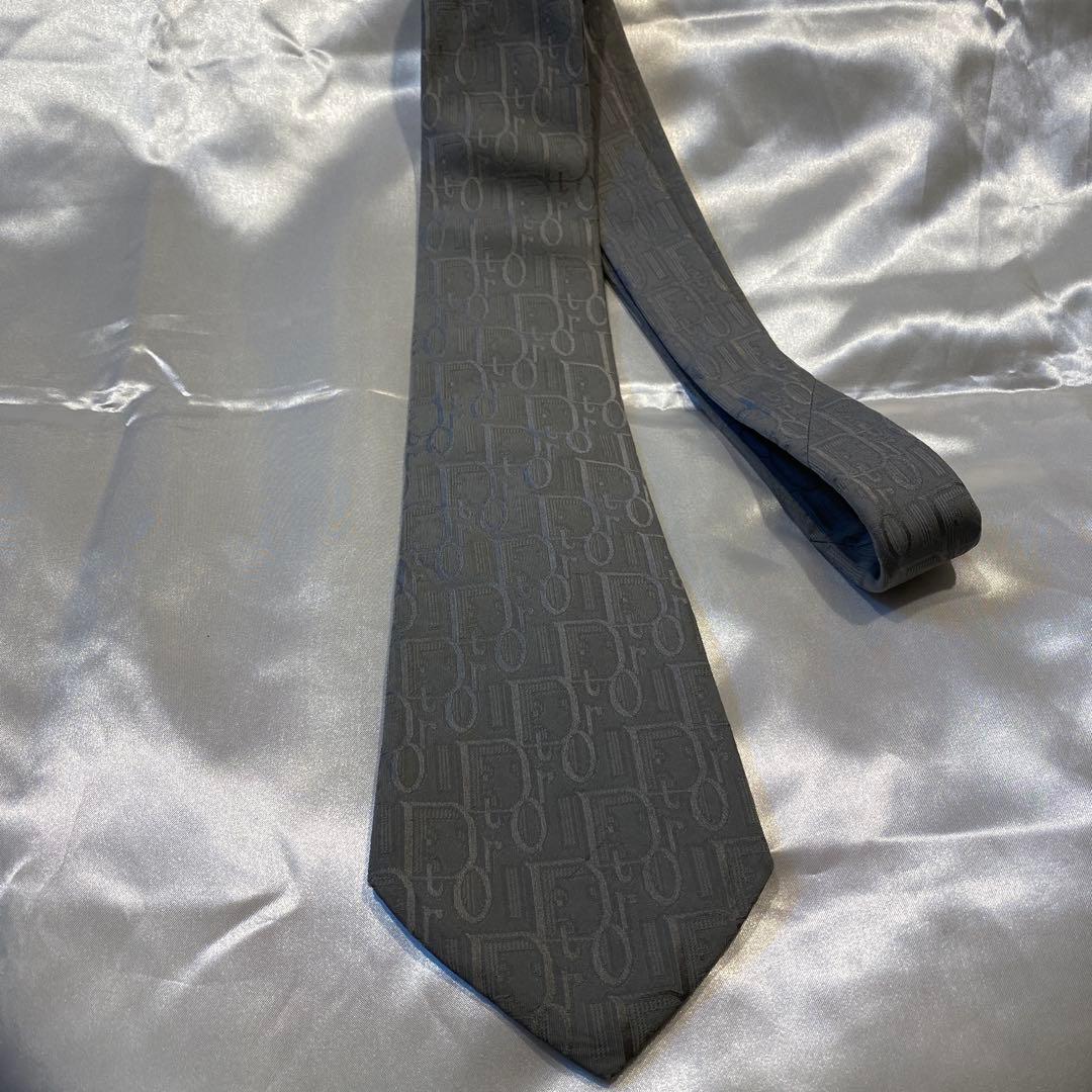 Christian Dior ディオール　グレー トロッターシルクネクタイ