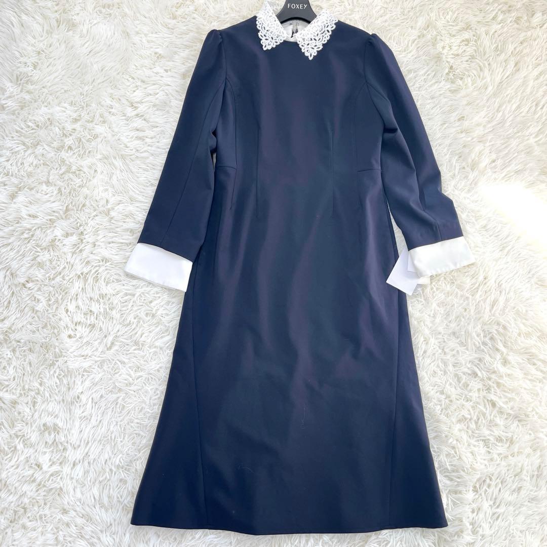 【タグ付】セルフォード エンブロイダリーカラータイトワンピース 刺繍 白襟 38