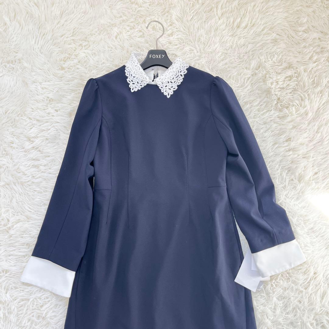 【タグ付】セルフォード エンブロイダリーカラータイトワンピース 刺繍 白襟 38