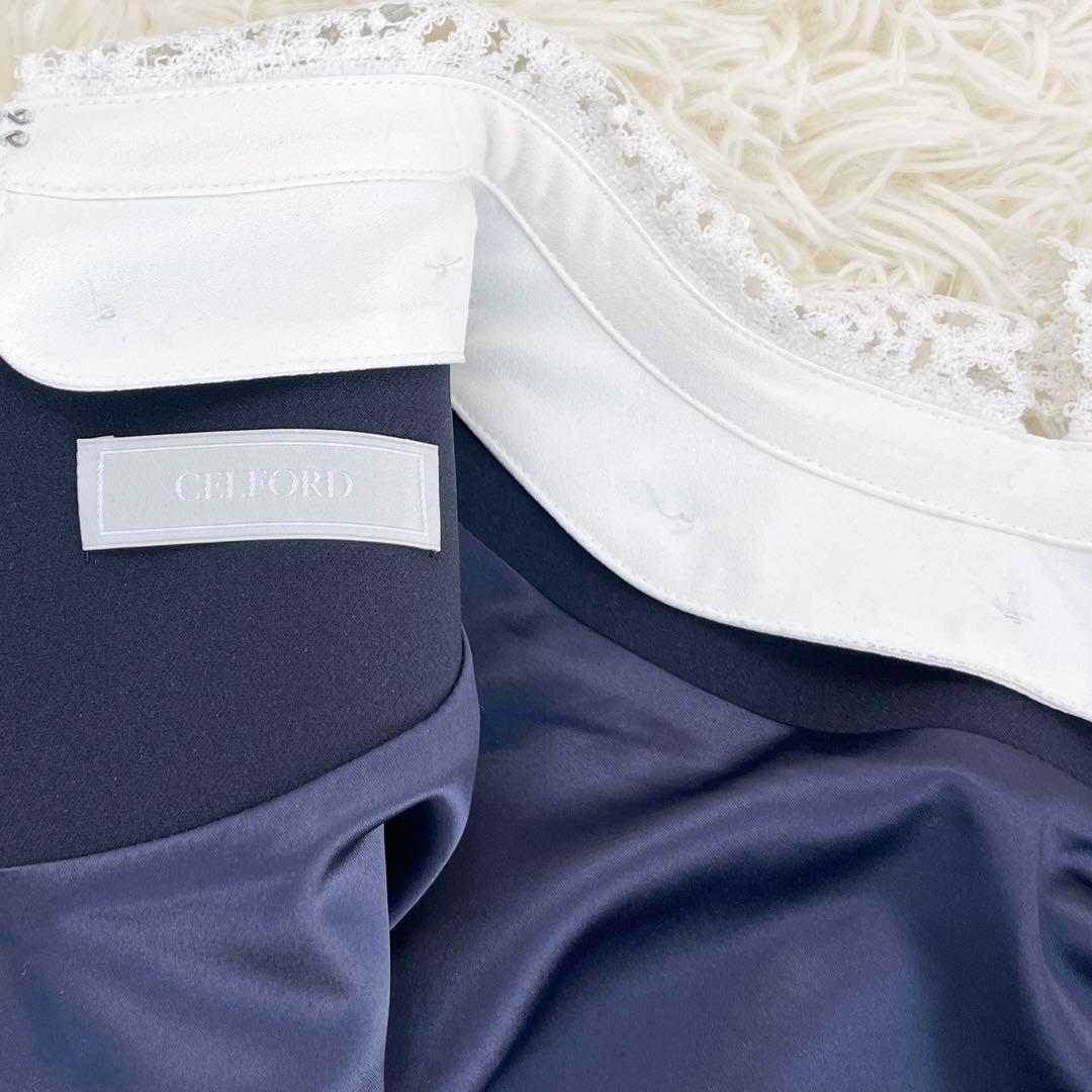 【タグ付】セルフォード エンブロイダリーカラータイトワンピース 刺繍 白襟 38