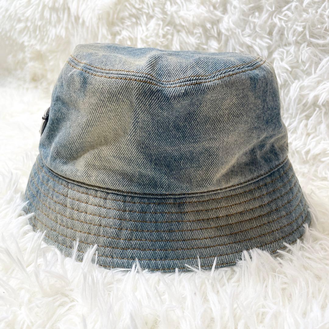 【未使用保管品】PRADA 三角 トライアングル ロゴ デニムバケットハット