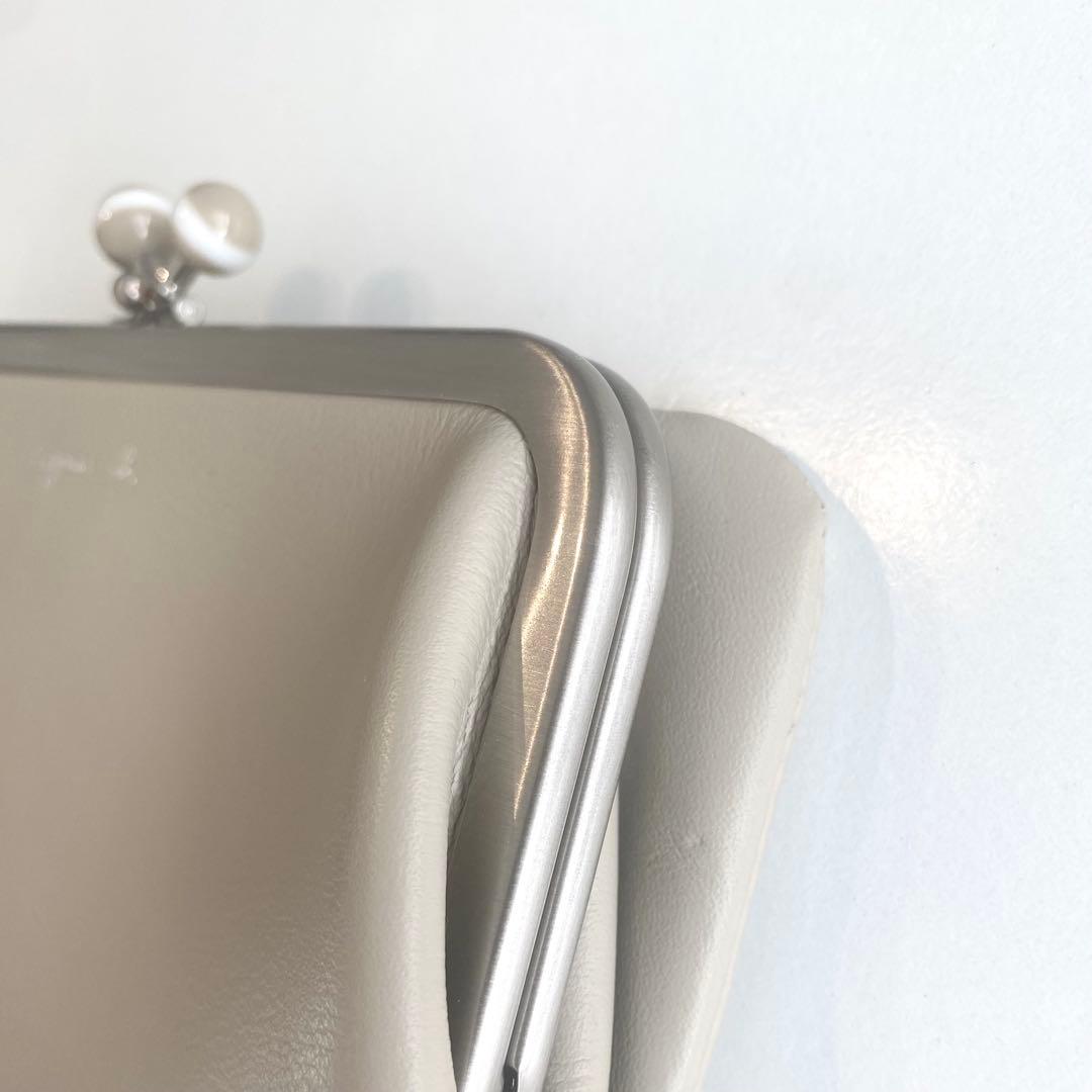 agnes b. アニエスベー 二つ折り財布 ベージュ がま口 レザー箱付き