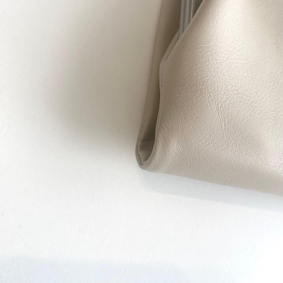 agnes b. アニエスベー 二つ折り財布 ベージュ がま口 レザー箱付き