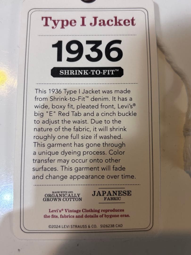 Levi's LVC 506XX 1st 1936 size40 リジット