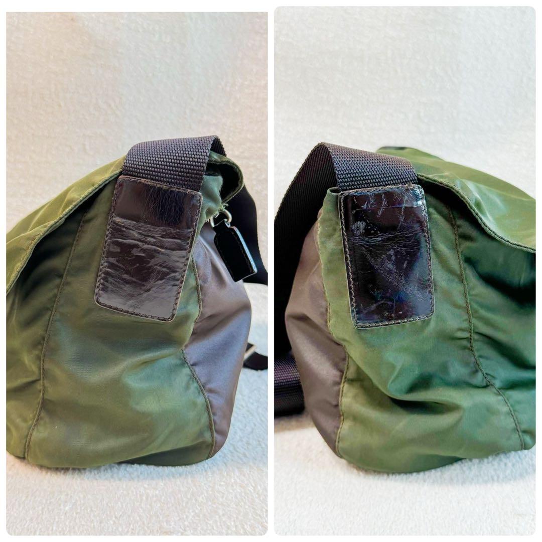 美品 PRADA プラダ ショルダーバッグ メッセンジャーバッグ 三角プレート