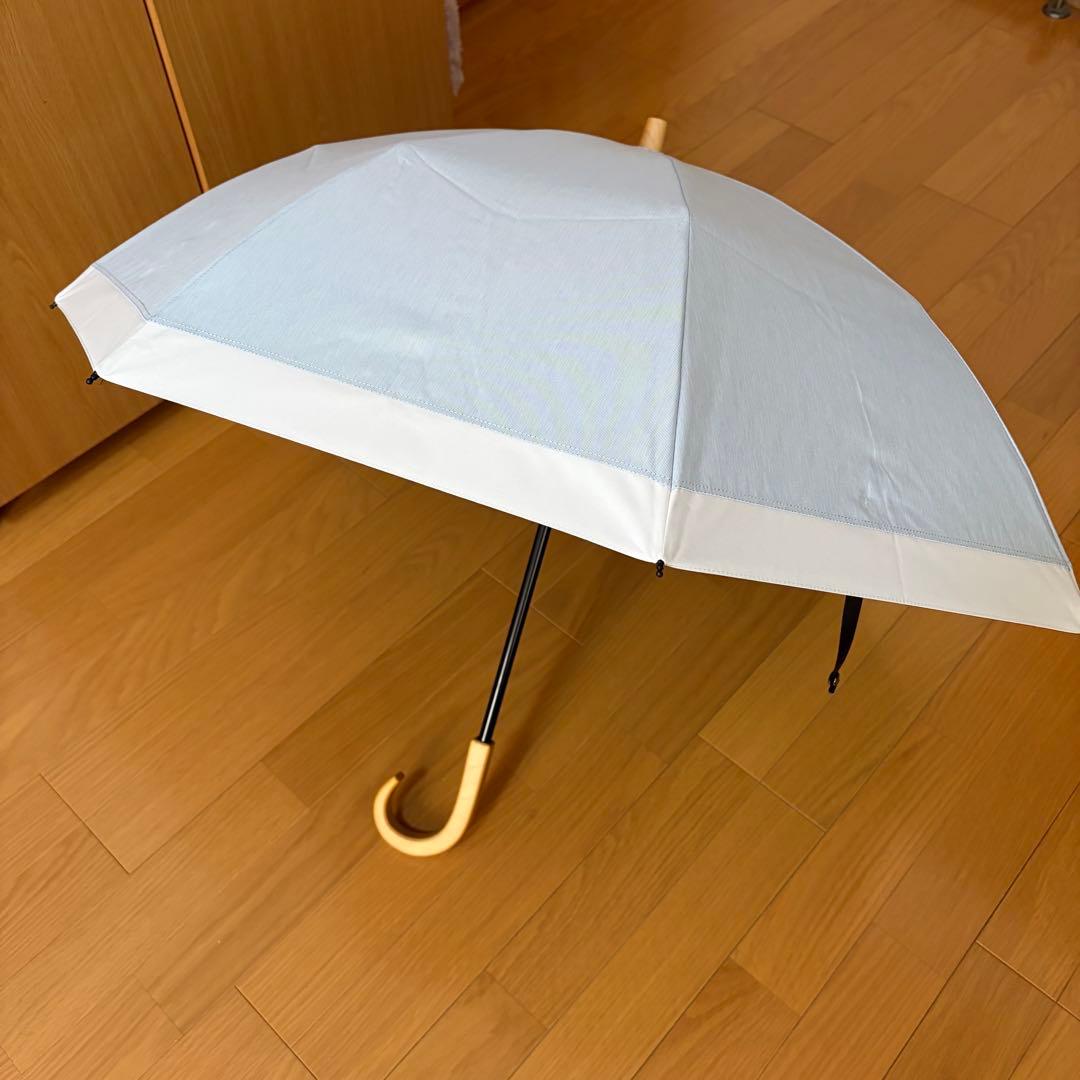 サンバリア100折りたたみ日傘　2段折　コンビmokuブルー