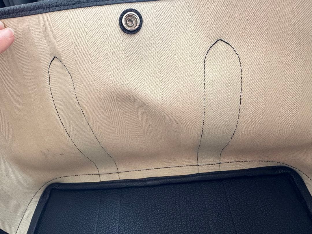 【美品】HERMES エルメス　PMトートバッグ　キャンバス　ネイビー