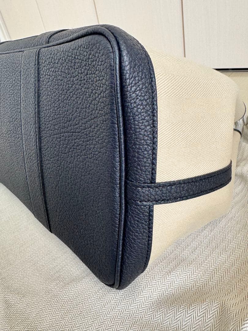 【美品】HERMES エルメス　PMトートバッグ　キャンバス　ネイビー