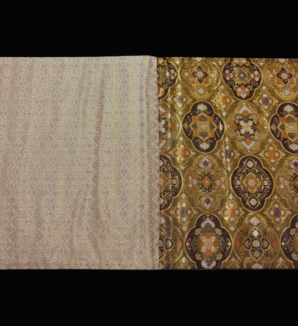 【未使用品】精微伽羅織 壱千八百口織 宝相華 金色　袋帯 六通