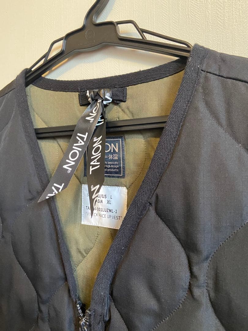 【希少】タイオン ミリタリー VネックWジップレースアップ ダウンベストXL