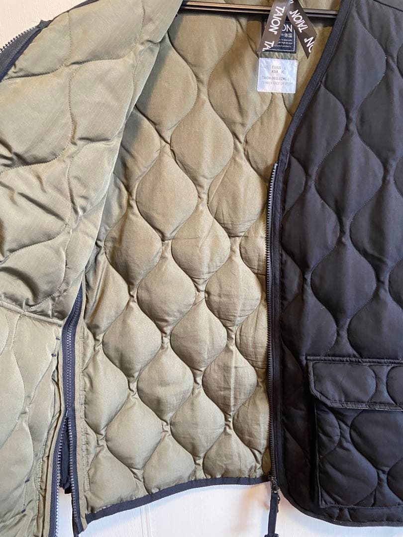 【希少】タイオン ミリタリー VネックWジップレースアップ ダウンベストXL