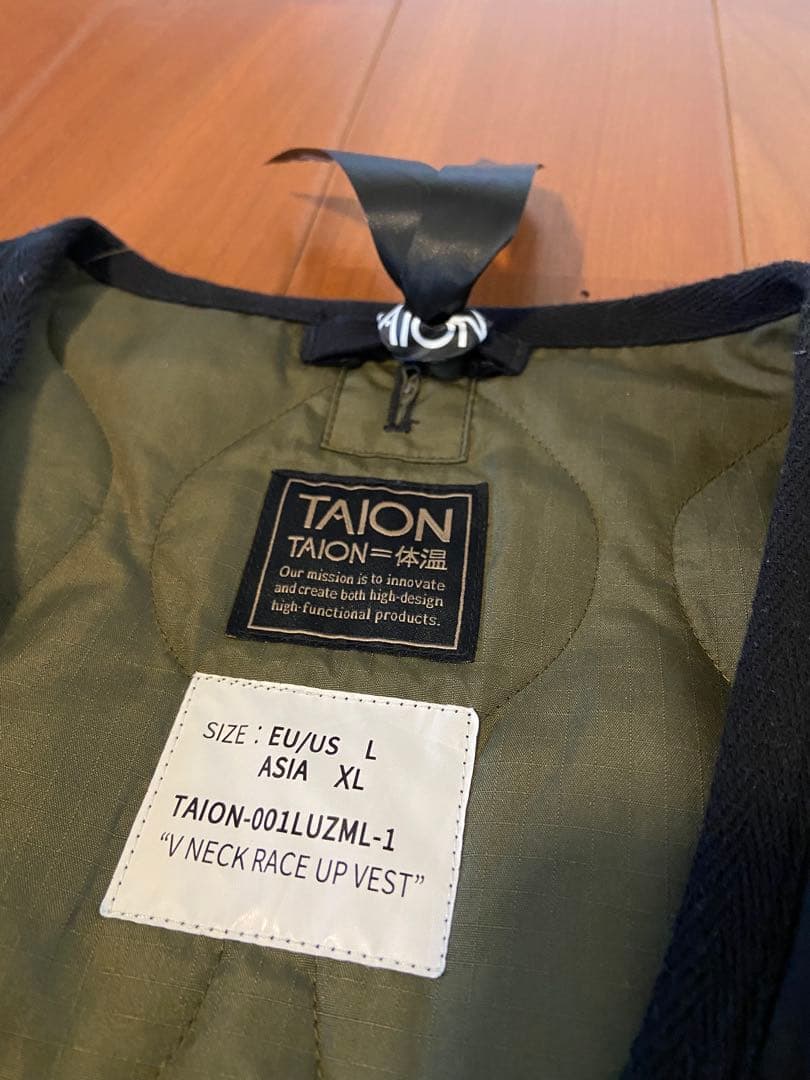 【希少】タイオン ミリタリー VネックWジップレースアップ ダウンベストXL