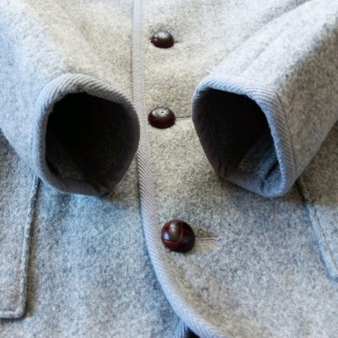 【美品】DANTON ウールモッサ ノーカラージャケット グレー 36