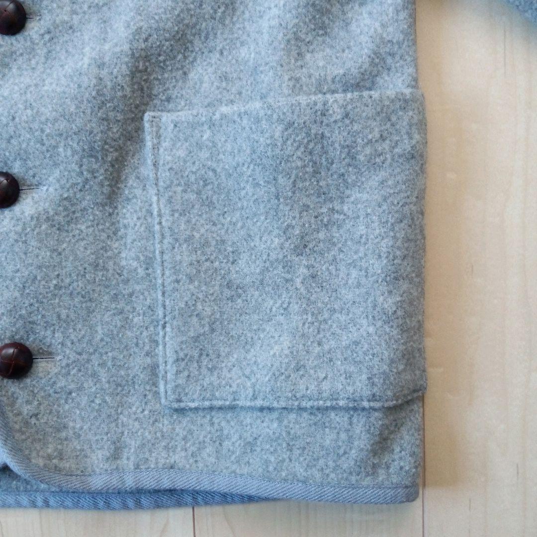 【美品】DANTON ウールモッサ ノーカラージャケット グレー 36