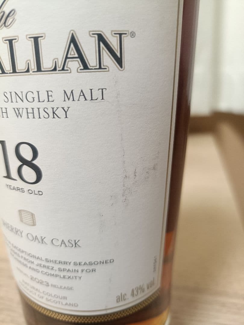 ウイスキー The Macallan 18 Years Old SherryOak Cask