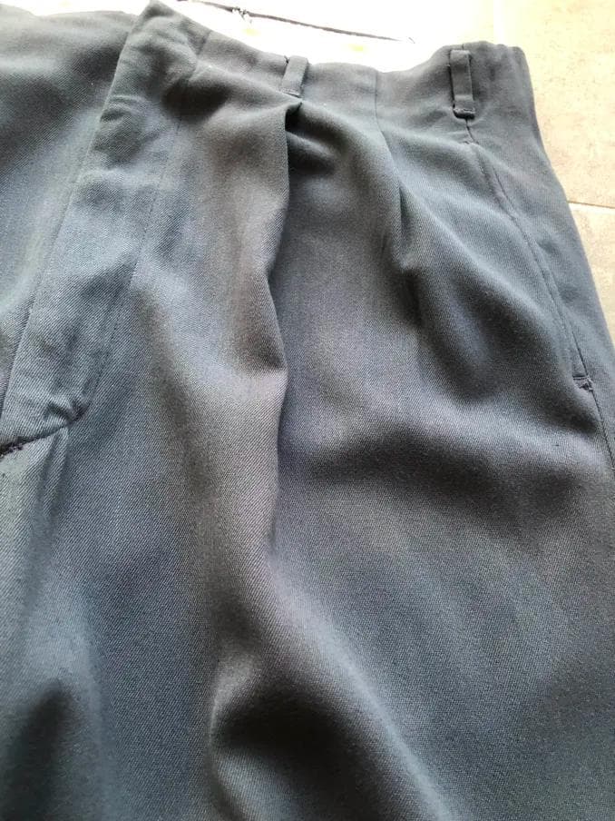 40s 50s 黒に近い青緑 レーヨン ギャバジン スラックス　ヴィンテージ