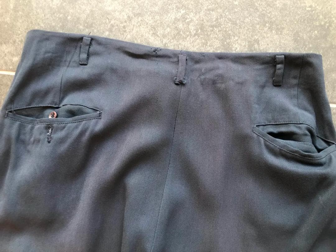 40s 50s 黒に近い青緑 レーヨン ギャバジン スラックス　ヴィンテージ