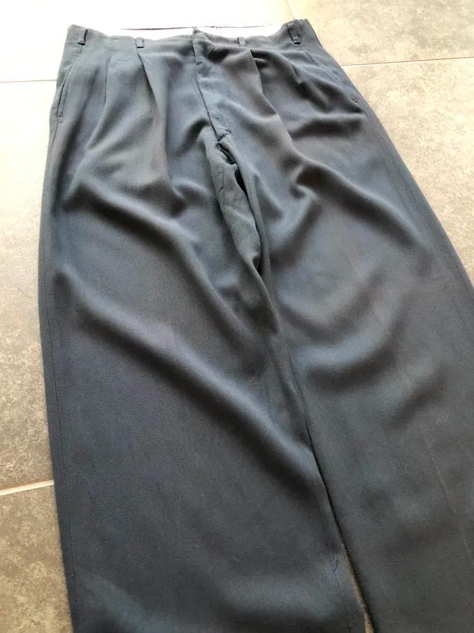 40s 50s 黒に近い青緑 レーヨン ギャバジン スラックス　ヴィンテージ