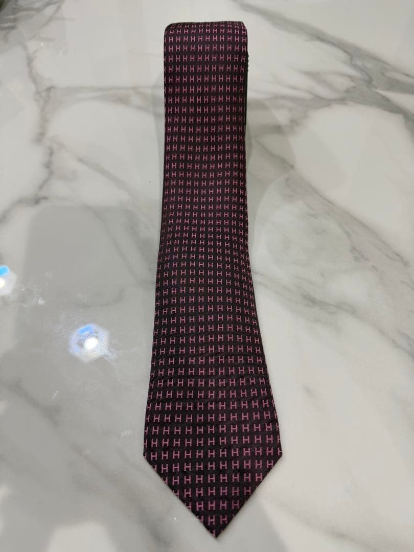 HERMES Hマーク シルクネクタイ
