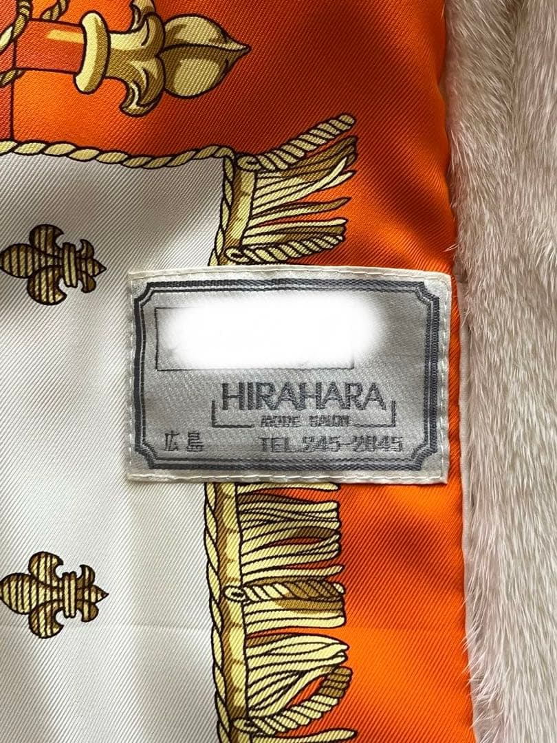 SAGA MINK×HERMES エルメススカーフ ミンクロングコート 白 毛皮