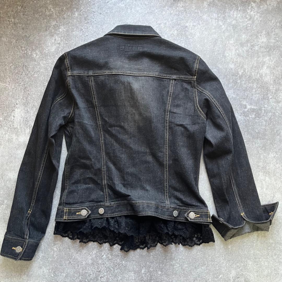 pink house ピンクハウス フリル デニムジャケット ジージャン 花 黒