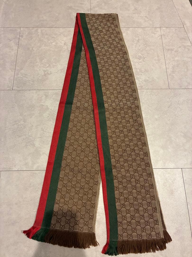 Mgmh GUCCI GGパターン マフラー ウールシルク