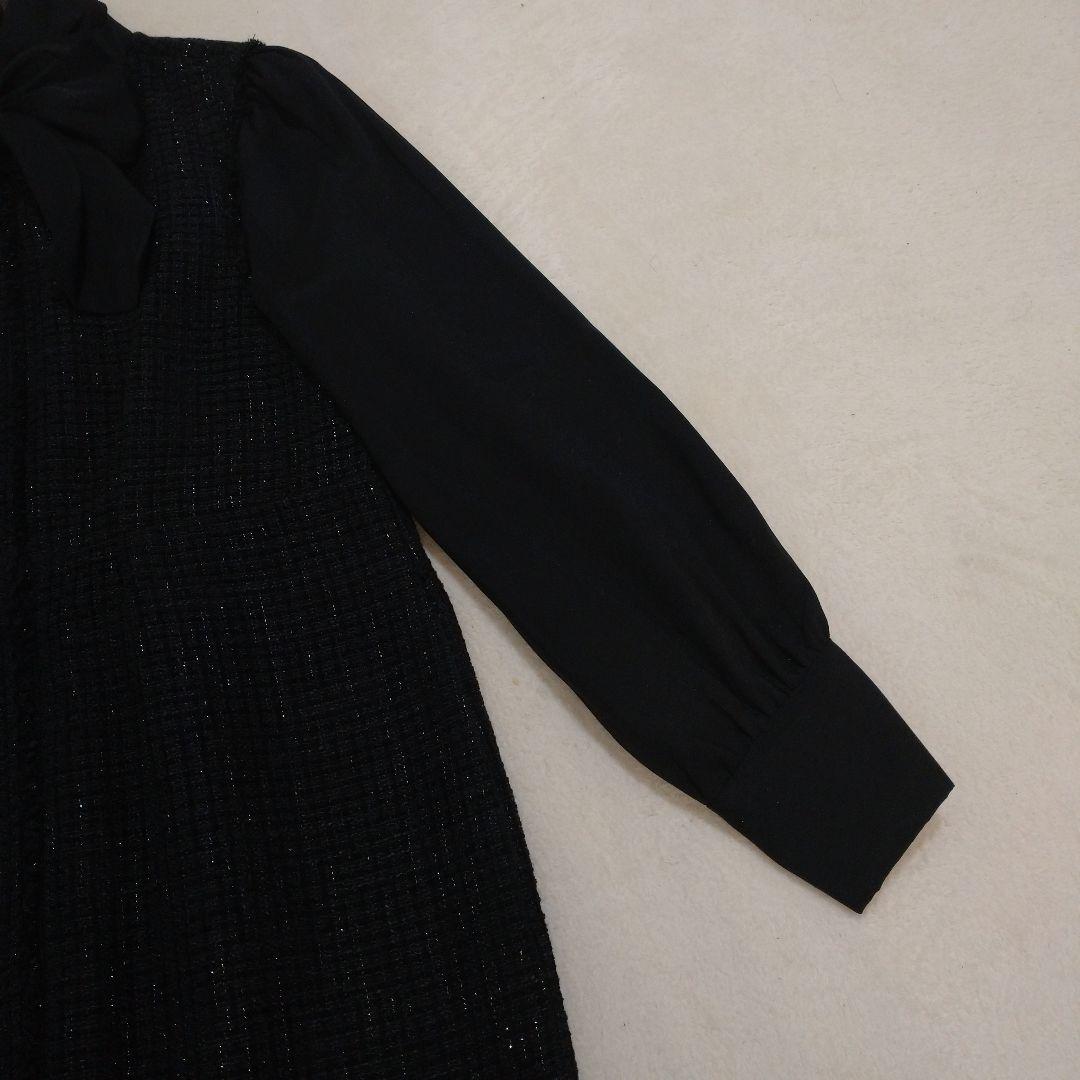 ルイルエブティック ミックスツイードコンビ ロングナローワンピース ドレス ラメ