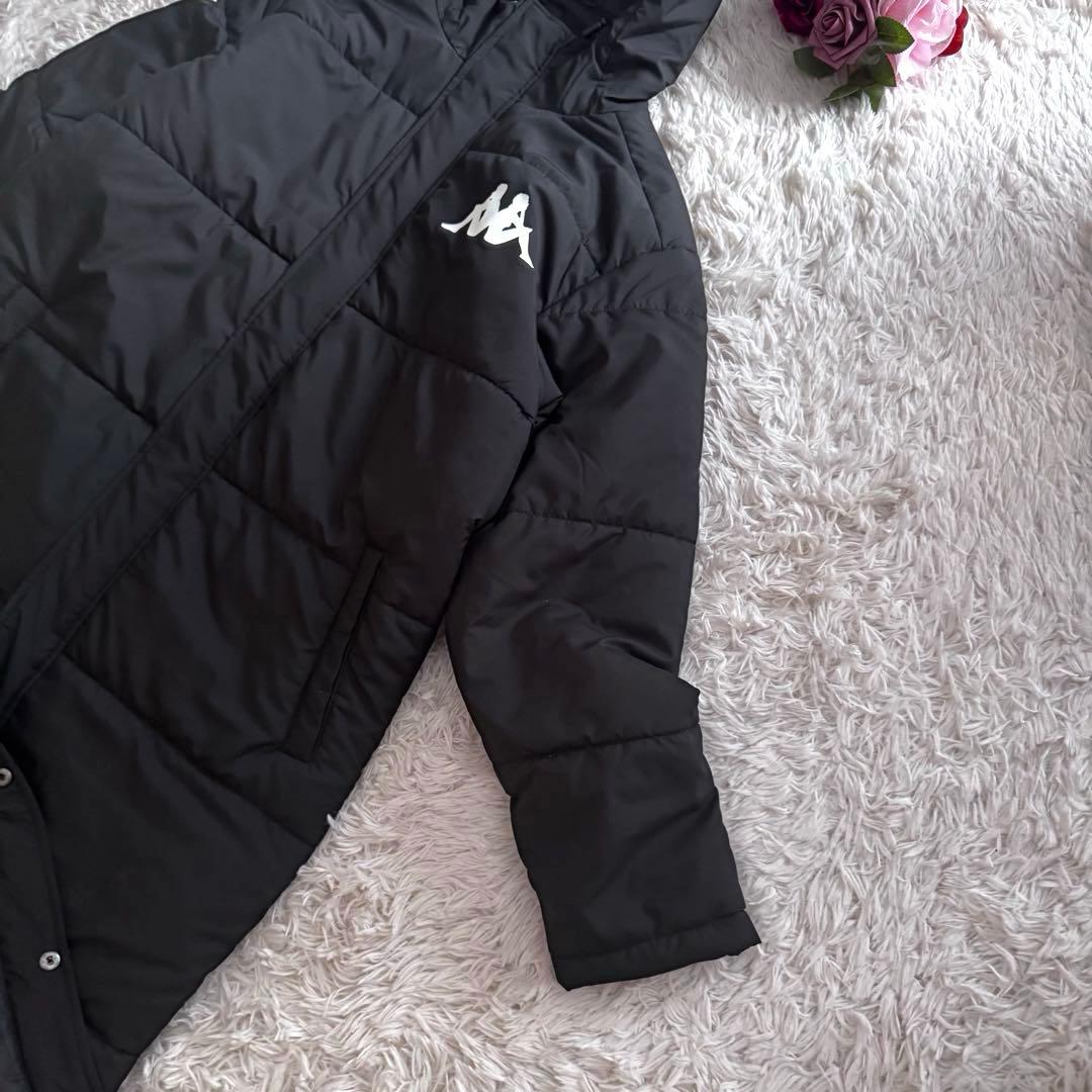 【カッパ／Kappa】ロング中綿コート フード付き ブラック LL ベンチコート