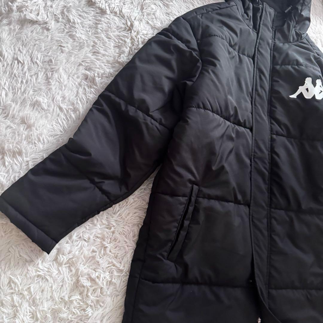 【カッパ／Kappa】ロング中綿コート フード付き ブラック LL ベンチコート