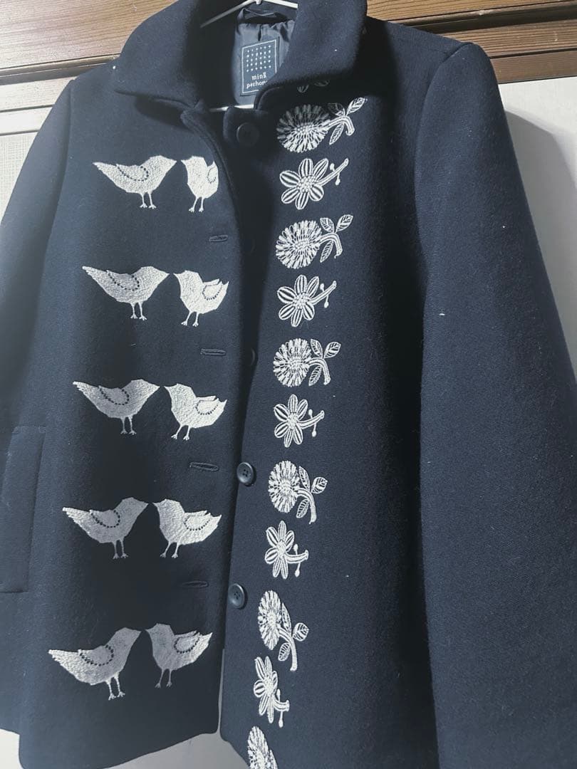 ミナペルホネン　ケープコート 鳥と花刺繍