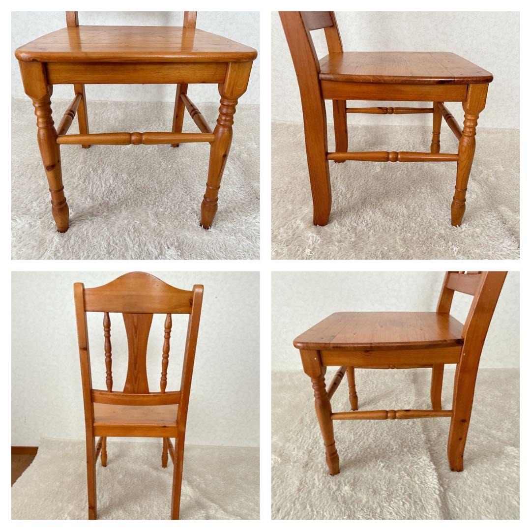 難有り 2脚セット】カントリー パイン材　天然木　椅子　ダイニングチェア