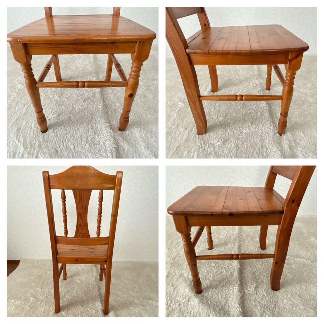 難有り 2脚セット】カントリー パイン材　天然木　椅子　ダイニングチェア