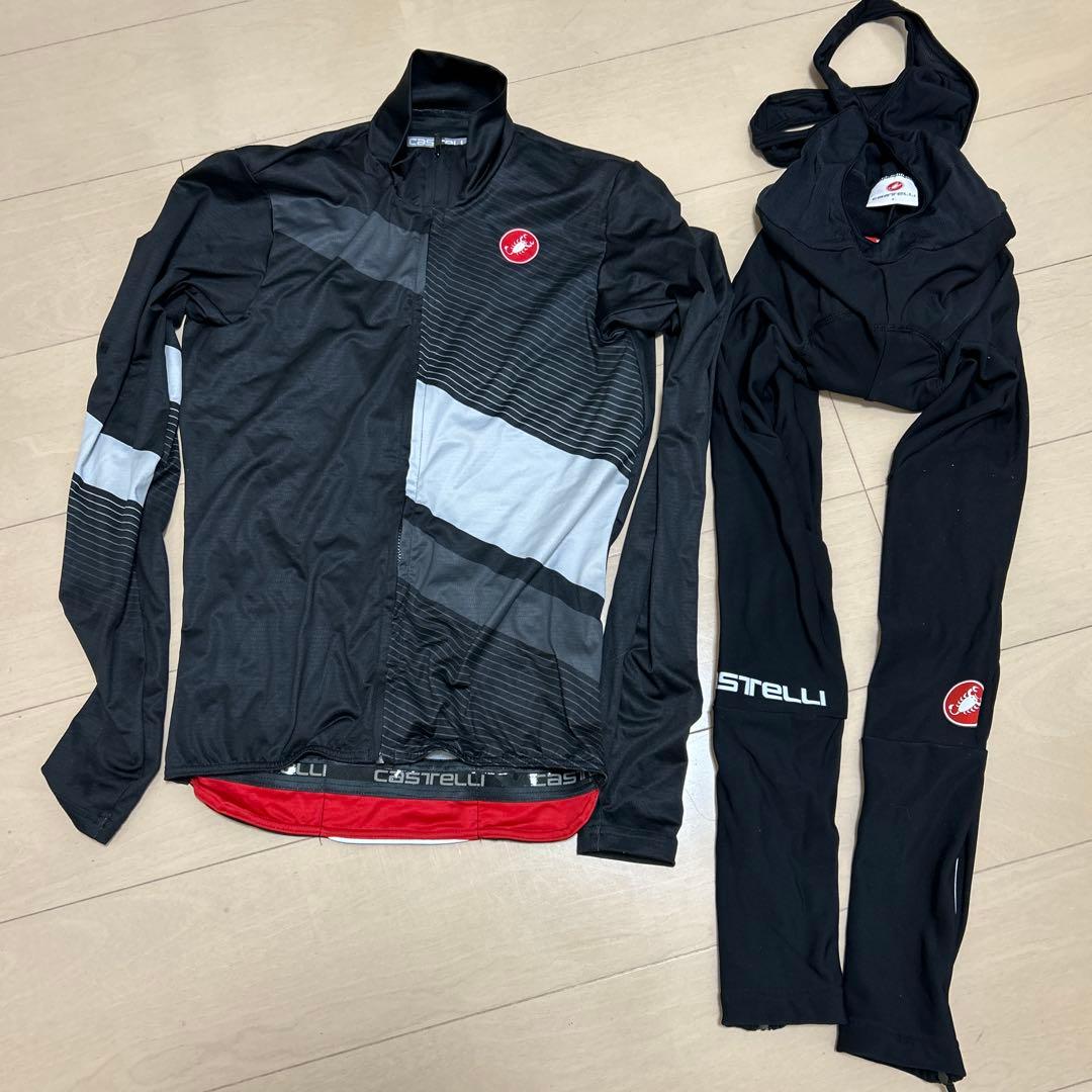 CASTELLI 長袖ジャージ M、ビブタイツ S