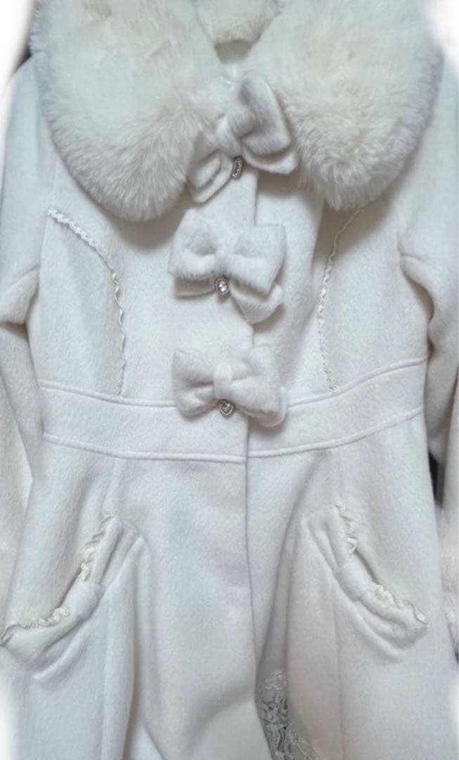 LIZLISAバックティアードリボンコート ロングコート 白 ホワイト地雷 量産