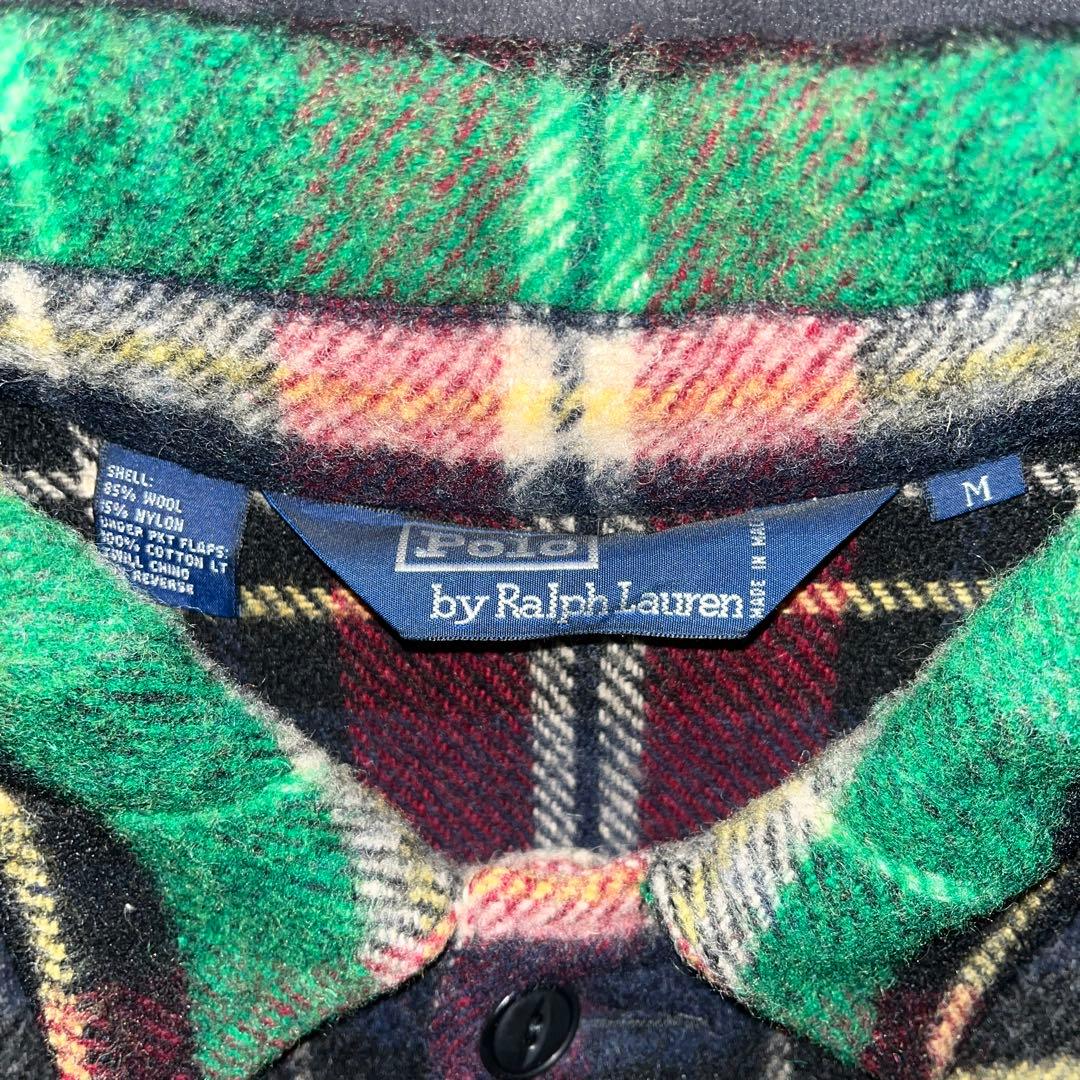 ポロバイラルフローレン ウールハンティングジャケット M チェック柄カバーオール