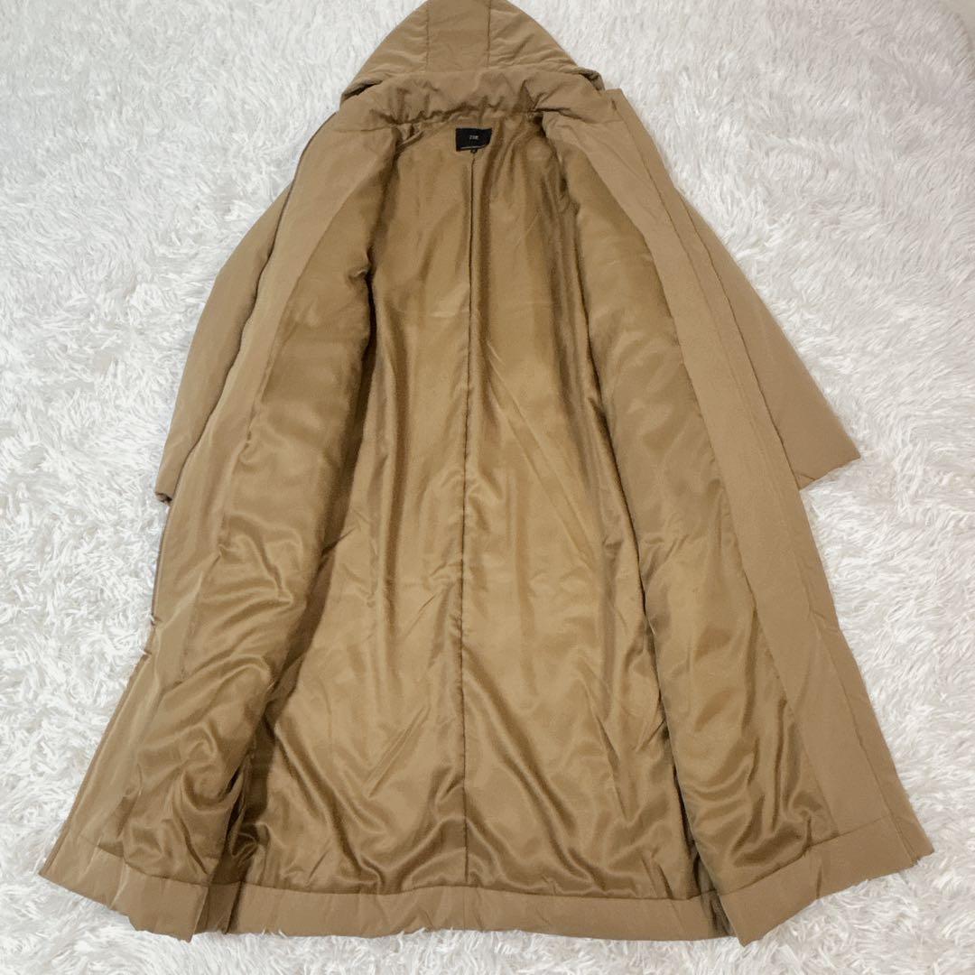 23区 中綿ノンステッチロングアウター ジャケット コート M キャメル フード
