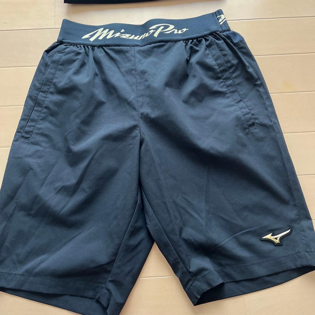 MizunoPro 半袖シャツとショートパンツ セット ネイビー