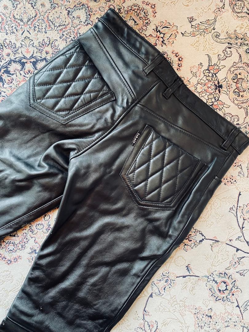 新品未使用Schottブラックレザーパンツ デッドストック 本革 ショットレザー