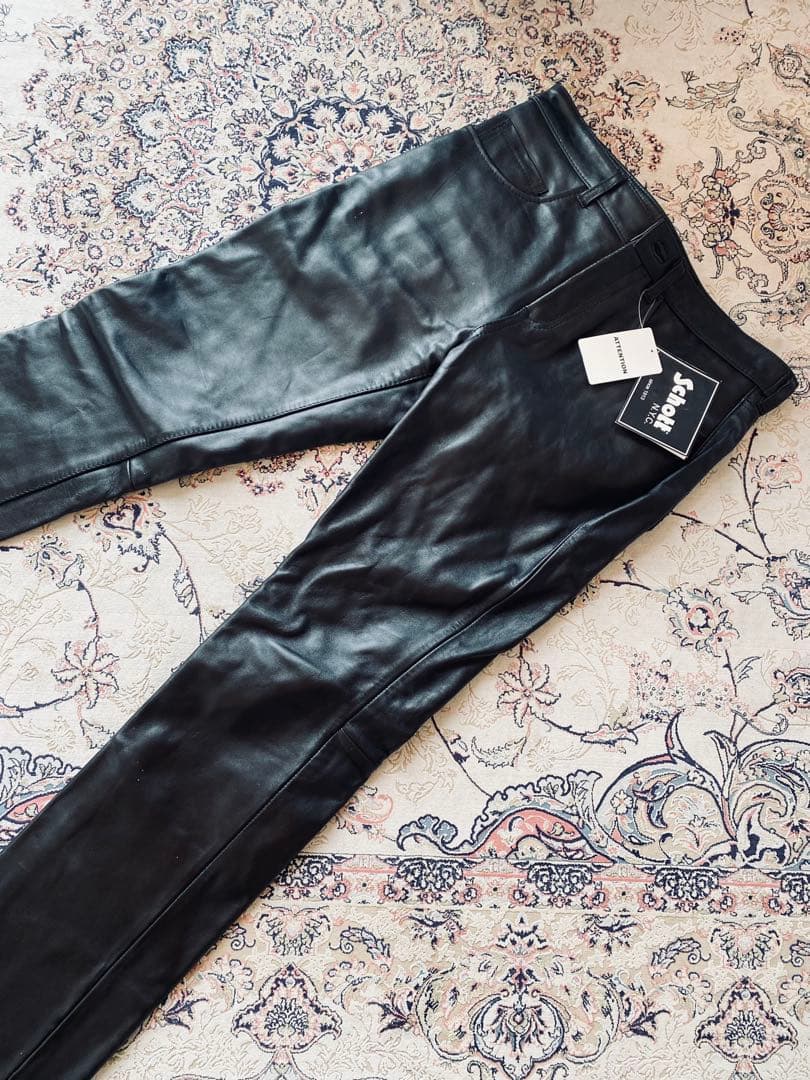 新品未使用Schottブラックレザーパンツ デッドストック 本革 ショットレザー