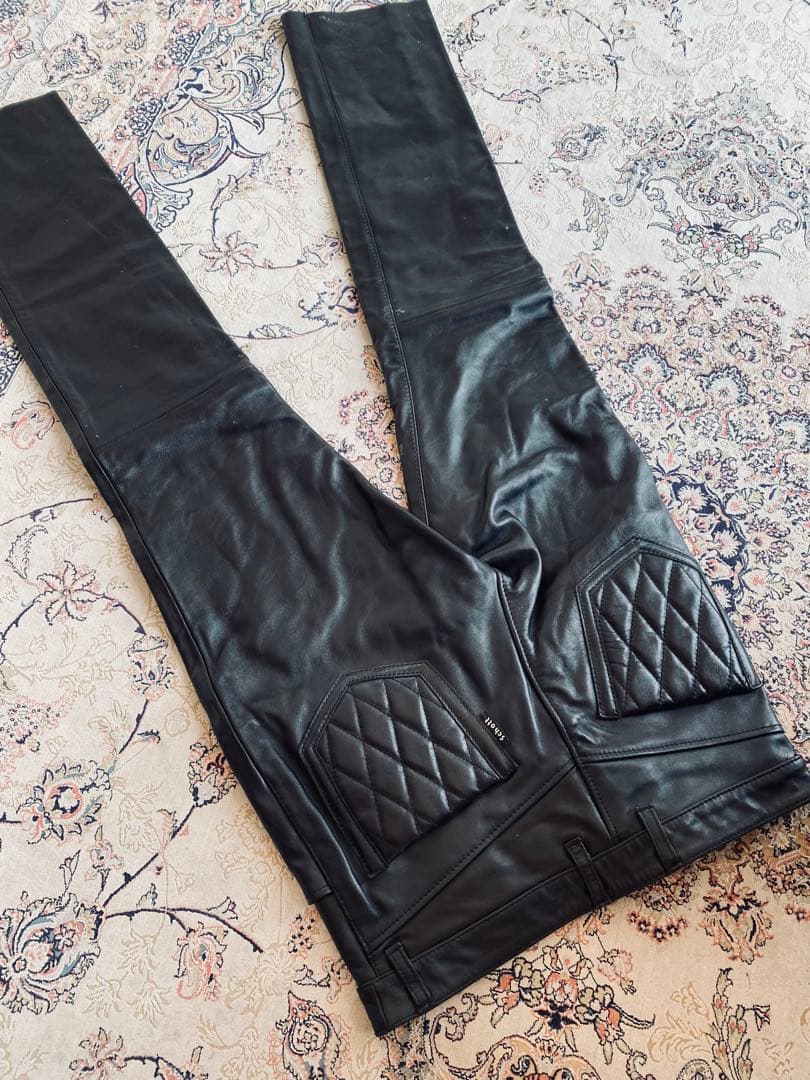 新品未使用Schottブラックレザーパンツ デッドストック 本革 ショットレザー