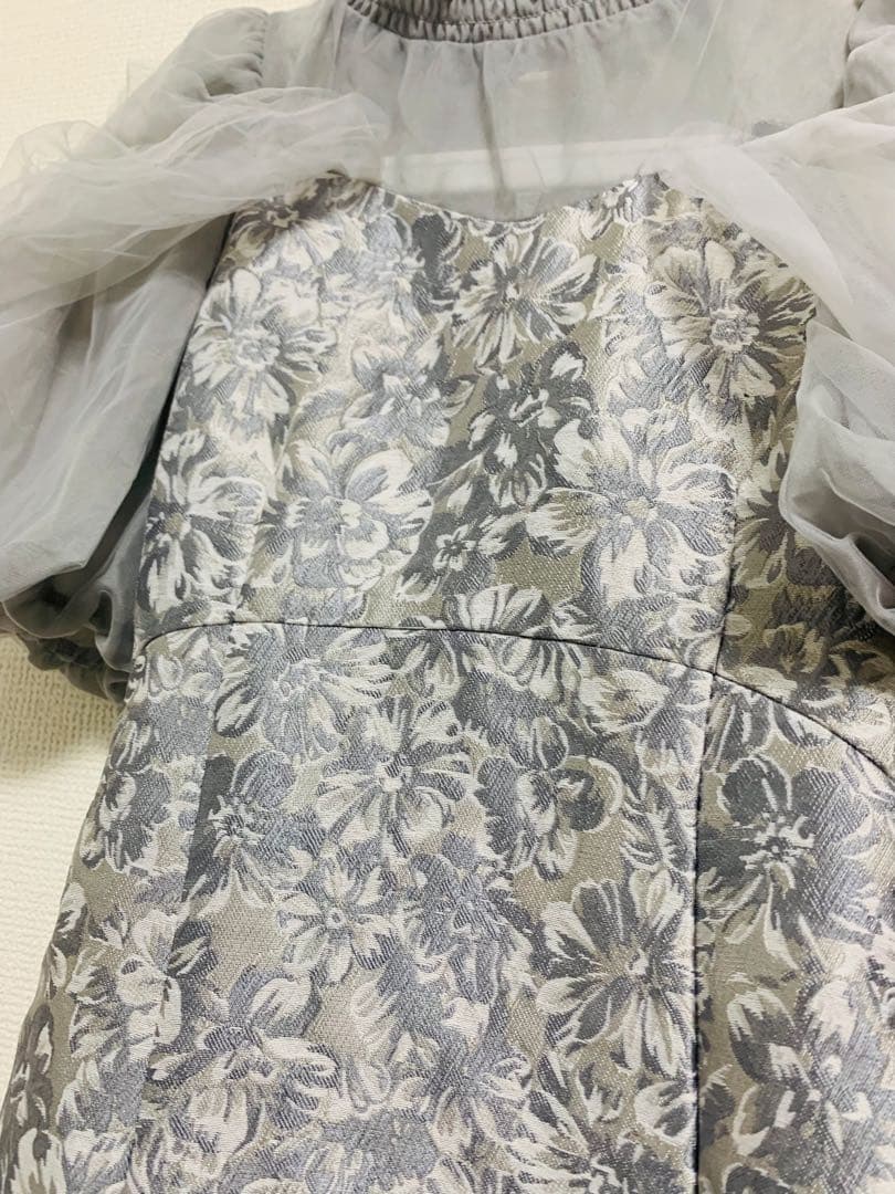 dazzlin シアーベールジャガードワンピース オケージョンドレス グレー S