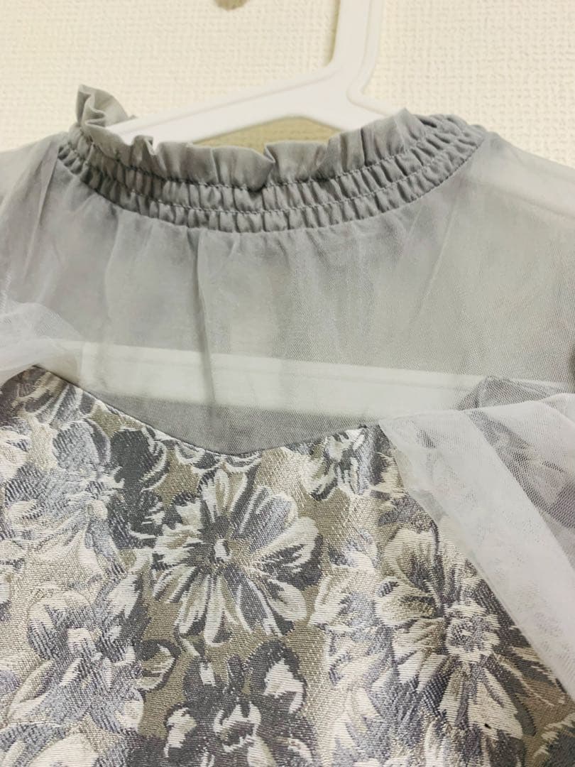 dazzlin シアーベールジャガードワンピース オケージョンドレス グレー S