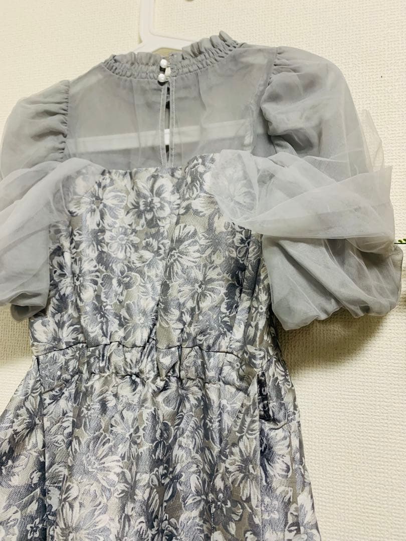 dazzlin シアーベールジャガードワンピース オケージョンドレス グレー S